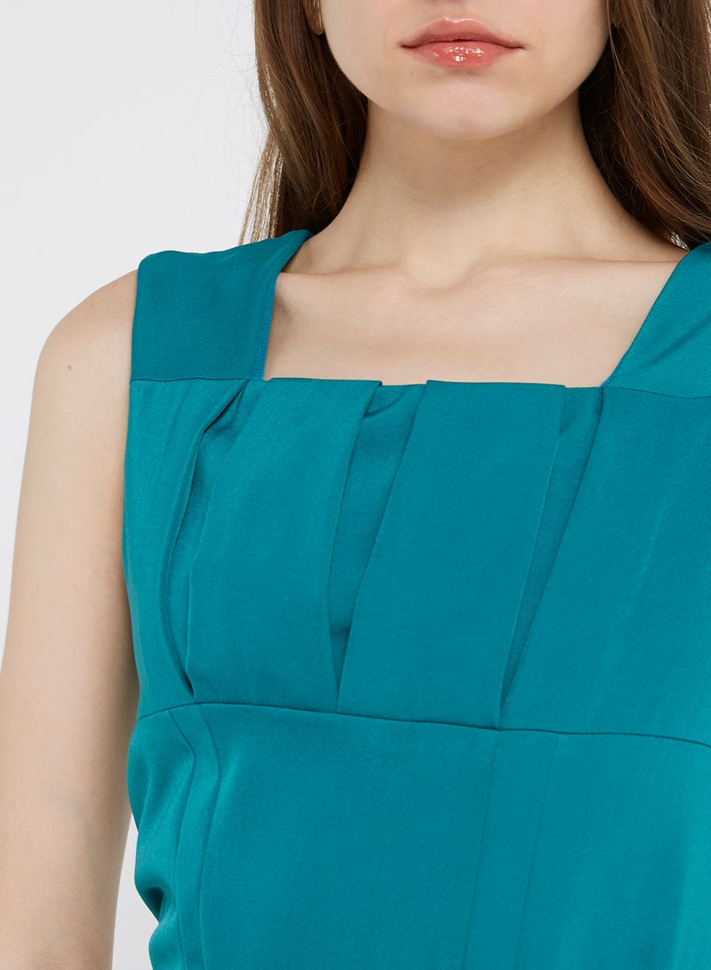 Golden Apple - Zipper Closure Solid Mini Dress Blue - Image 1