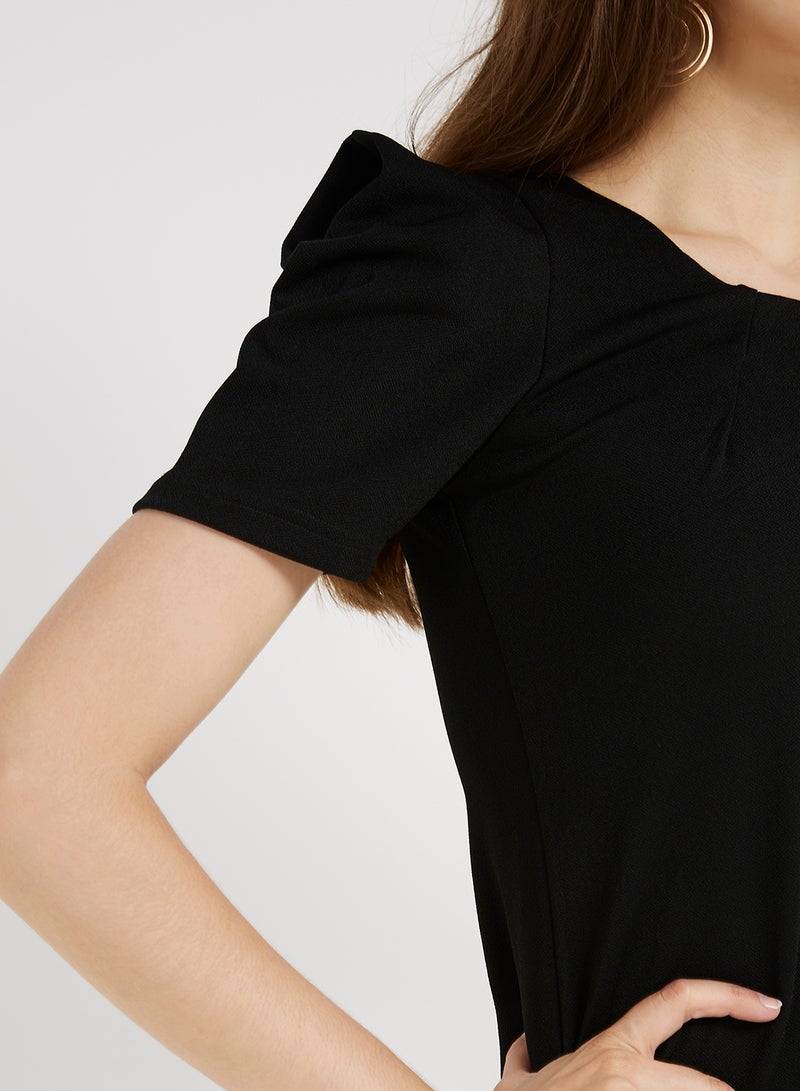 Golden Apple Solid Short Sleeves Mini Dress Black  - Image 4