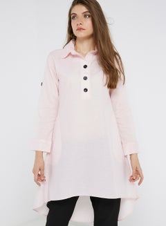 Asymmetric Hemline Tunic Pink