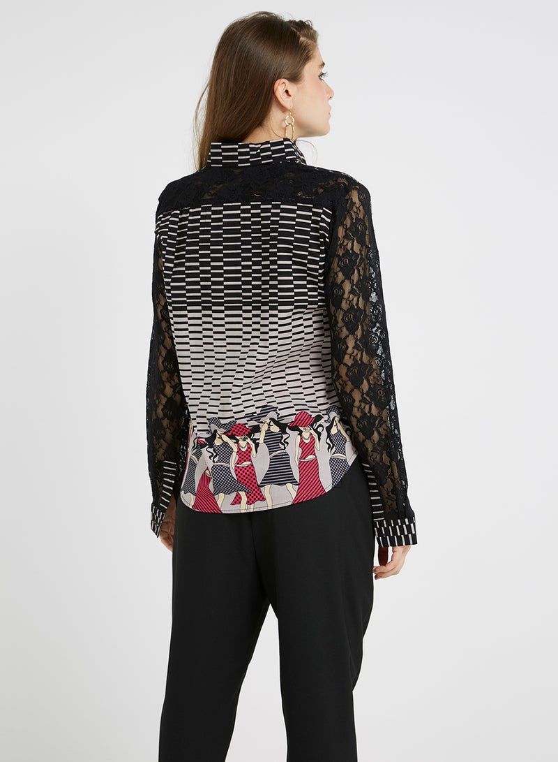 Golden Apple Printed Collared Neck Shirt Multicolour  - Image 2