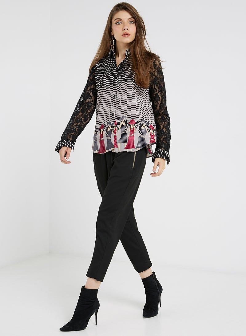 Golden Apple Printed Collared Neck Shirt Multicolour  - Image 3