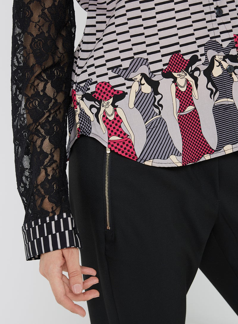 Golden Apple Printed Collared Neck Shirt Multicolour  - Image 4