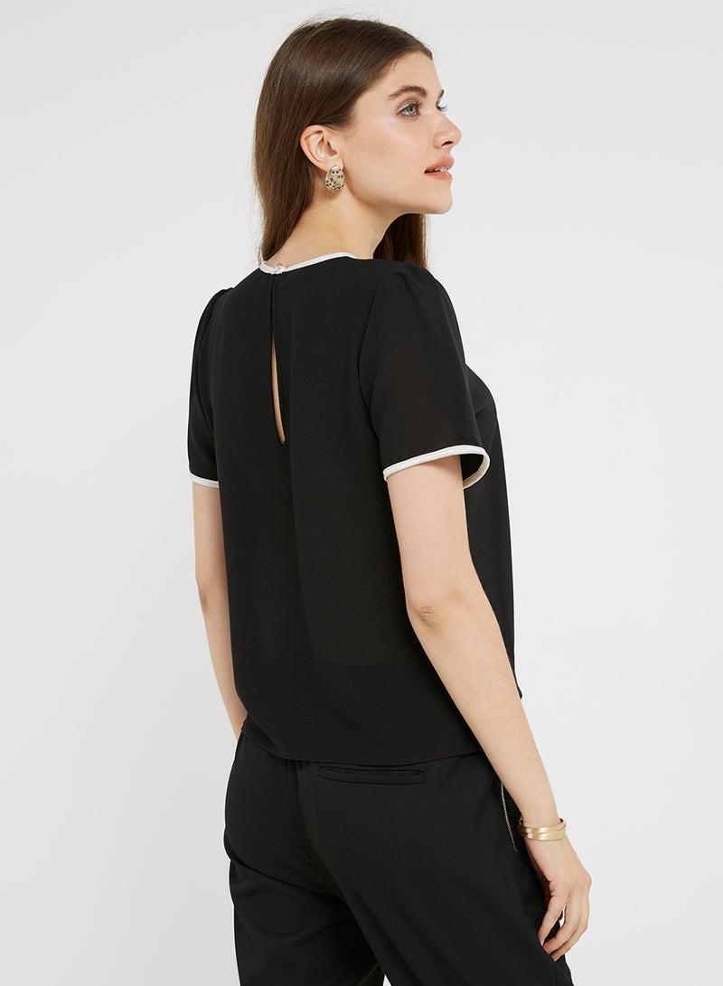 Golden Apple Front Stripes Detail Blouse Black/White  - Image 2