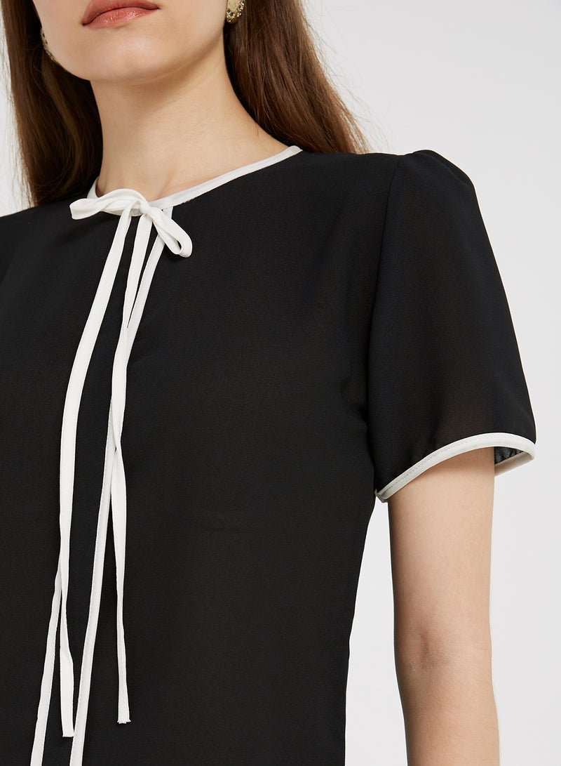 Golden Apple Front Stripes Detail Blouse Black/White  - Image 4