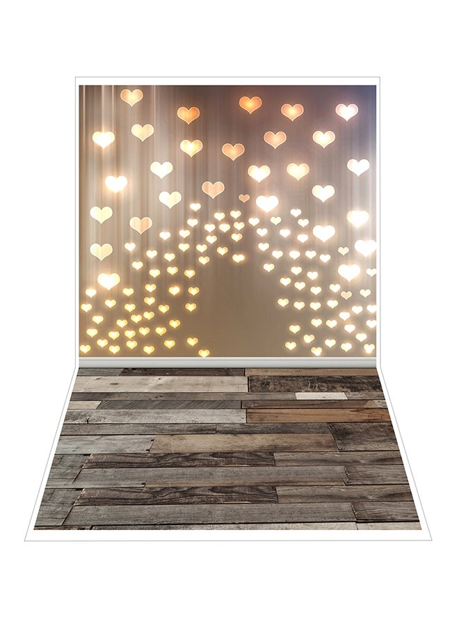 docooler Heart-shape Wood Floor Pattern Photography Studio Background Brown/Gold  - Image 1