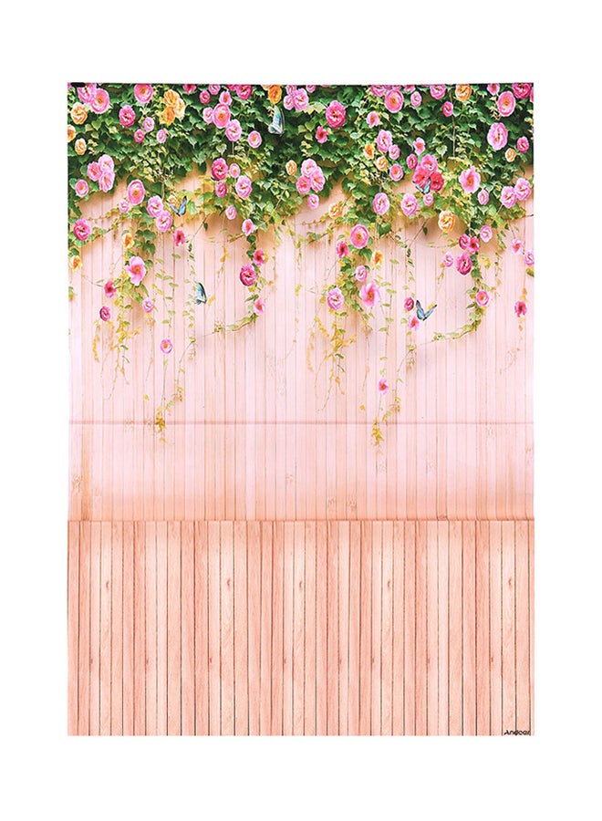 أندوير ستارة خلفية للتصوير الفوتوغرافي بنمط خشبت على هيئة زهور برتقالي/وردي/أخضر - Image 1