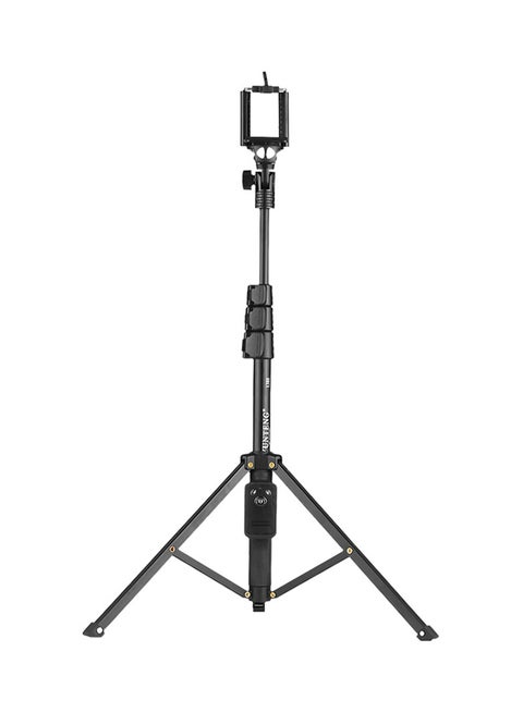 Portable Selfie Stick Tripod With Phone Holder Remote Control Black