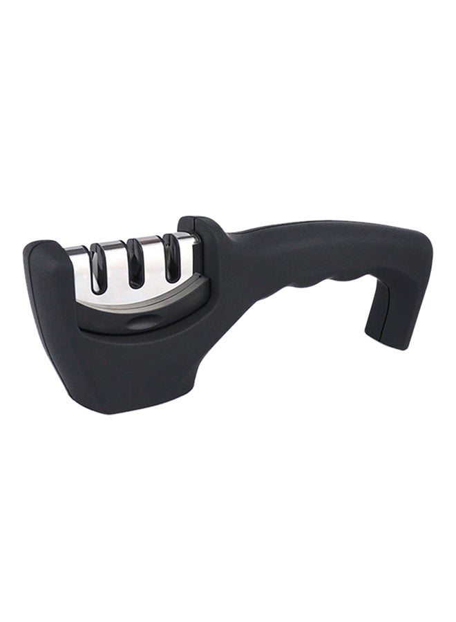 أداة شحذ السكاكين على ثلاث مراحل أسود/فضي 20x4.5x7.5سم - Image 2