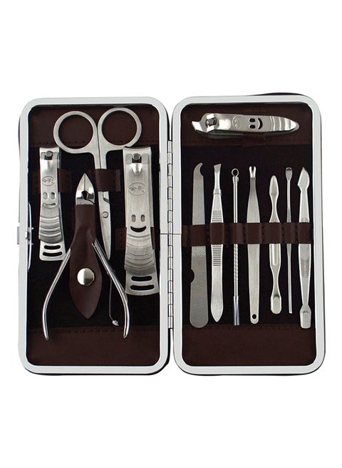 12-Piece Manicure Pedicure Set Silver
