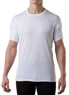 Sweat Proof Undershirt With Underarm Sweat Pads White