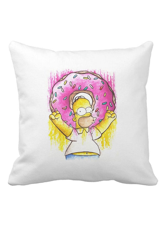 One Piece Donut Printed Pillow White/Pink/Yellow 40x40cm - Image 1