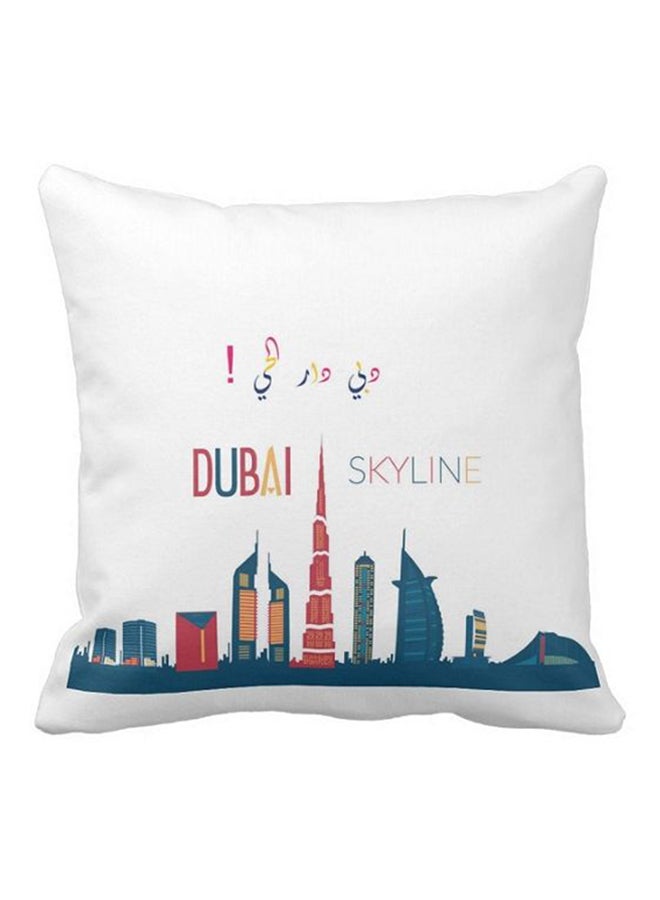One Piece Dubai Landmarks Printed Pillow White/Blue/Red 40x40centimeter - Image 1