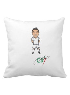 Cristiano Ronaldo Cartoon Printed Pillow White/Brown/Black 40x40centimeter