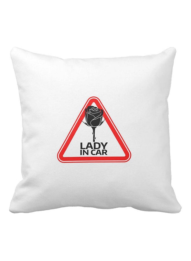 One Piece Lady In Car Printed Pillow White/Red/Black 40x40centimeter - Image 1