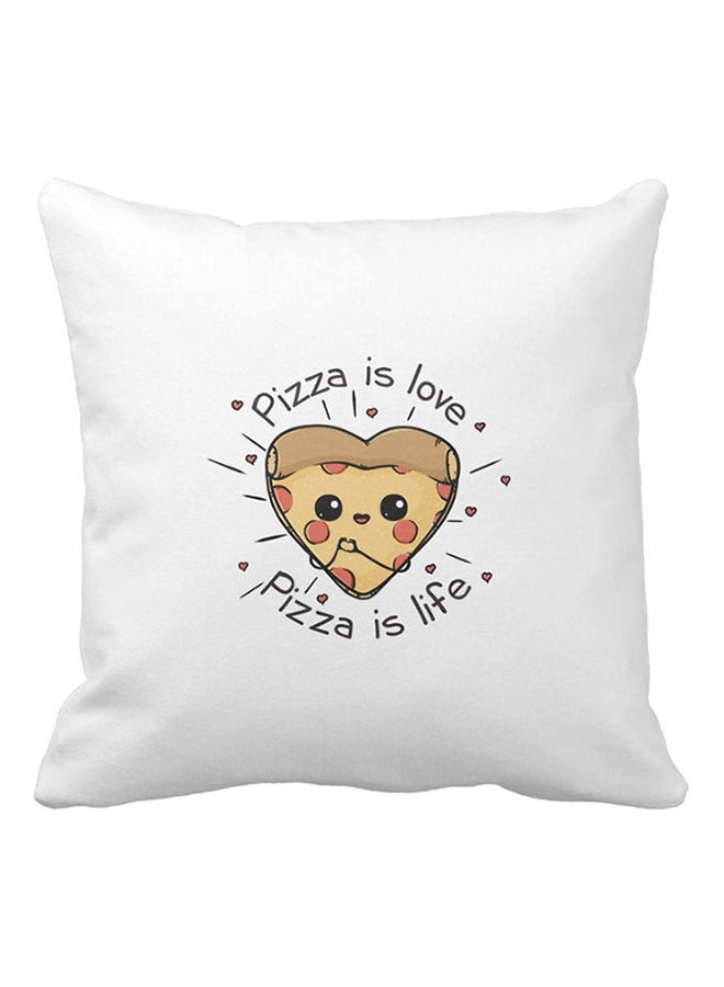 One Piece Pizza Is Love Printed Pillow White/Beige/Brown 40x40cm - Image 1