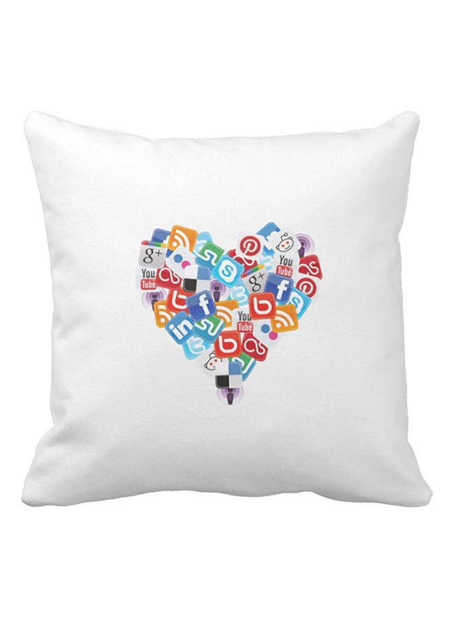 One Piece Social Media Love Printed Pillow White/Red/Blue 40x40centimeter - Image 1