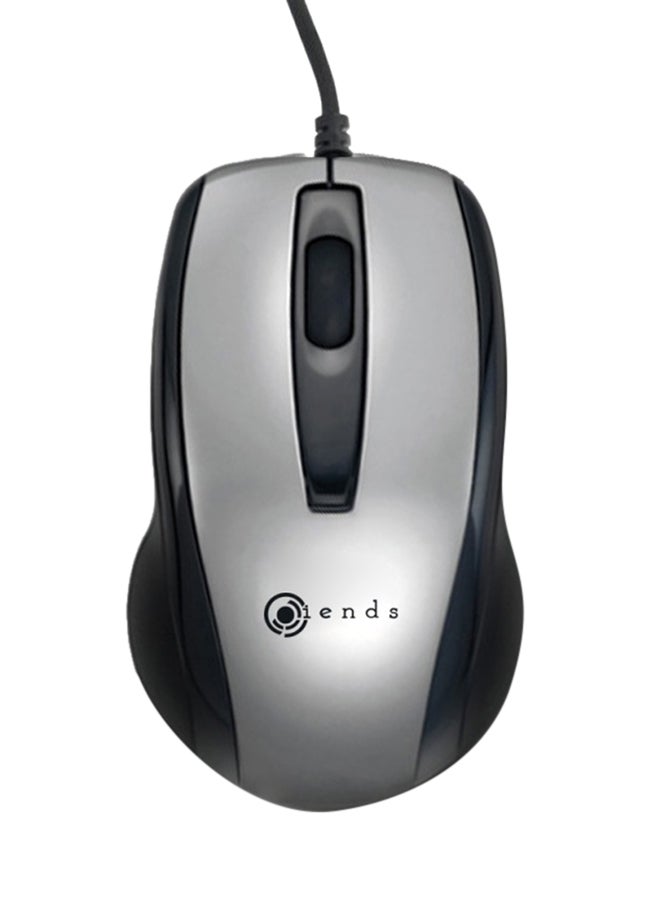 Trands Wired USB Optical Mouse Black/Silver - Image 1