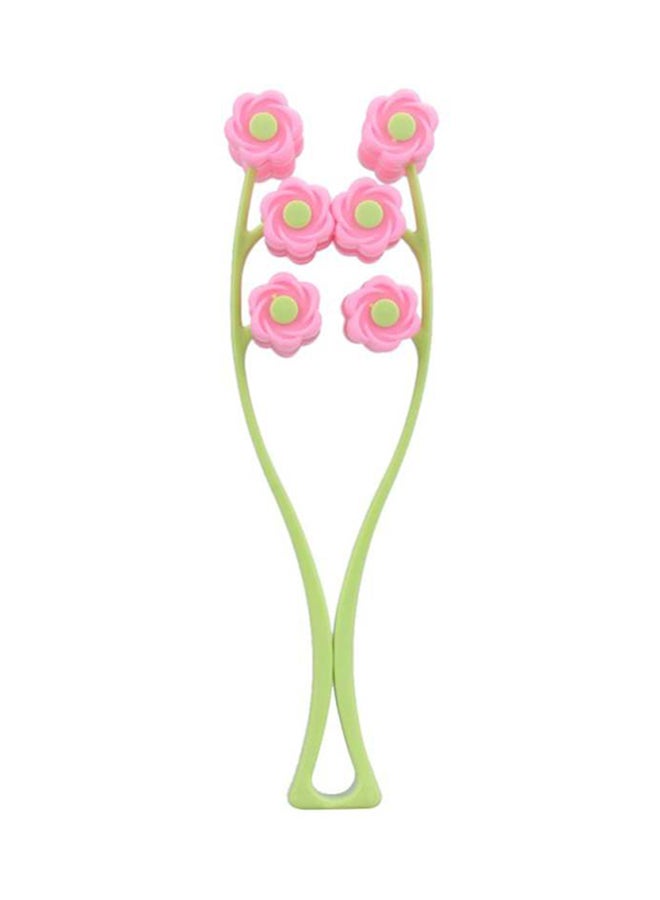Flower Shaped Face Massage Roller Pink/Green - Image 1