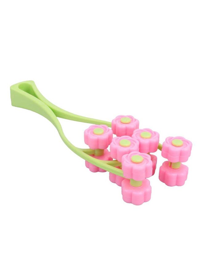 Flower Shaped Face Massage Roller Pink/Green - Image 2