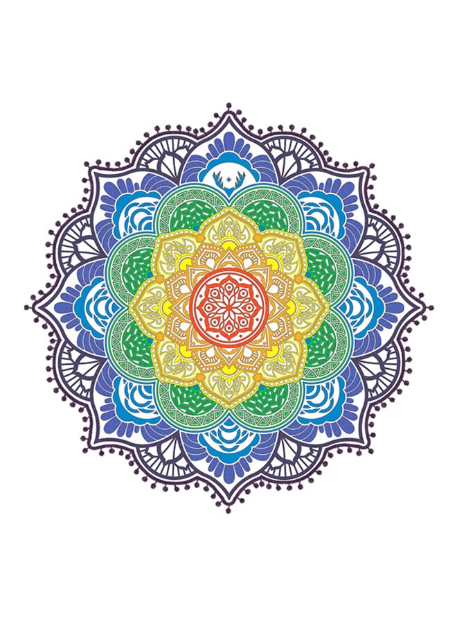 QiaoKai Lotus Printed Picnic Mat Red/Blue/Yellow 145x0.1cm  - Image 1