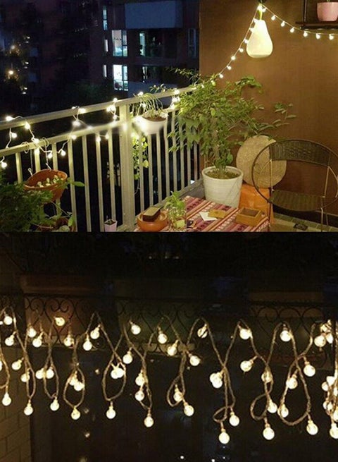 حبل أضواء للزينة مكون من 100 مصباح LED ذهبي