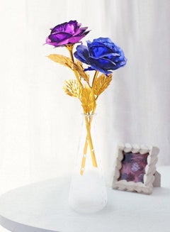 QiaoKai 24K Gold Plated Rose With Stand Blue/Gold 26x9.5centimeter  - Image 2