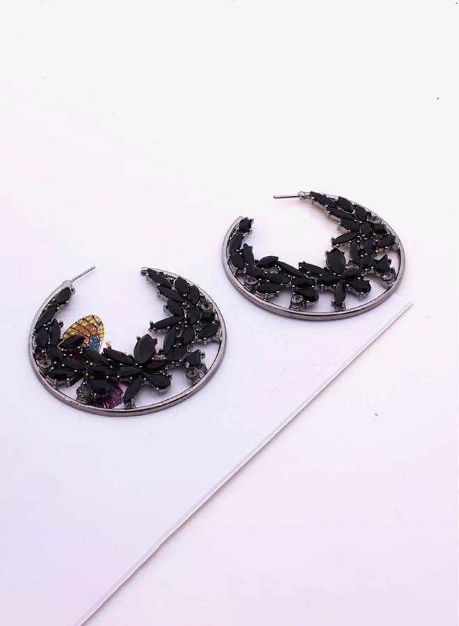 Generic - Stone Studded Hoop Earrings - Image 1