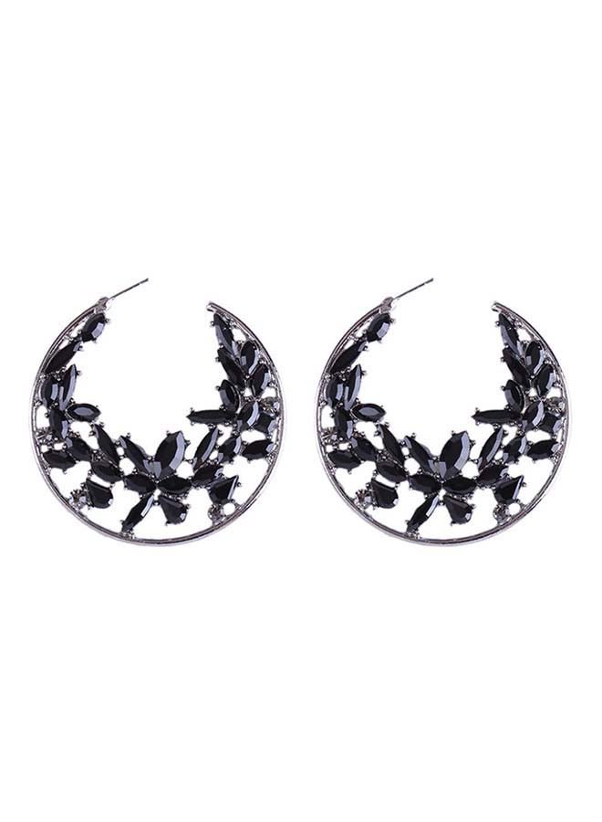 Generic - Stone Studded Hoop Earrings - Image 1