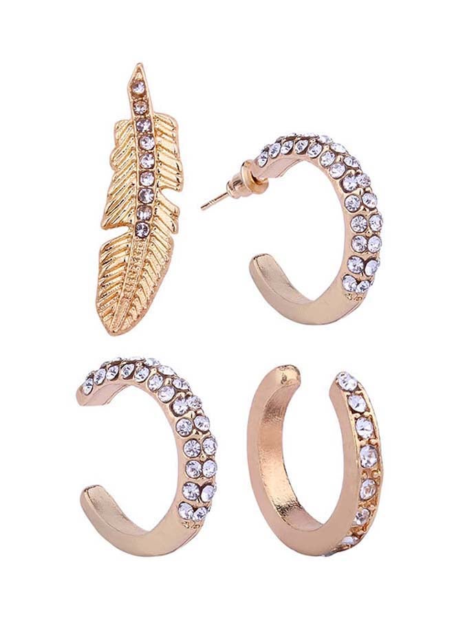 طقم أقراط مرصع بأحجار الراين مكون من 4 قطع - Image 1