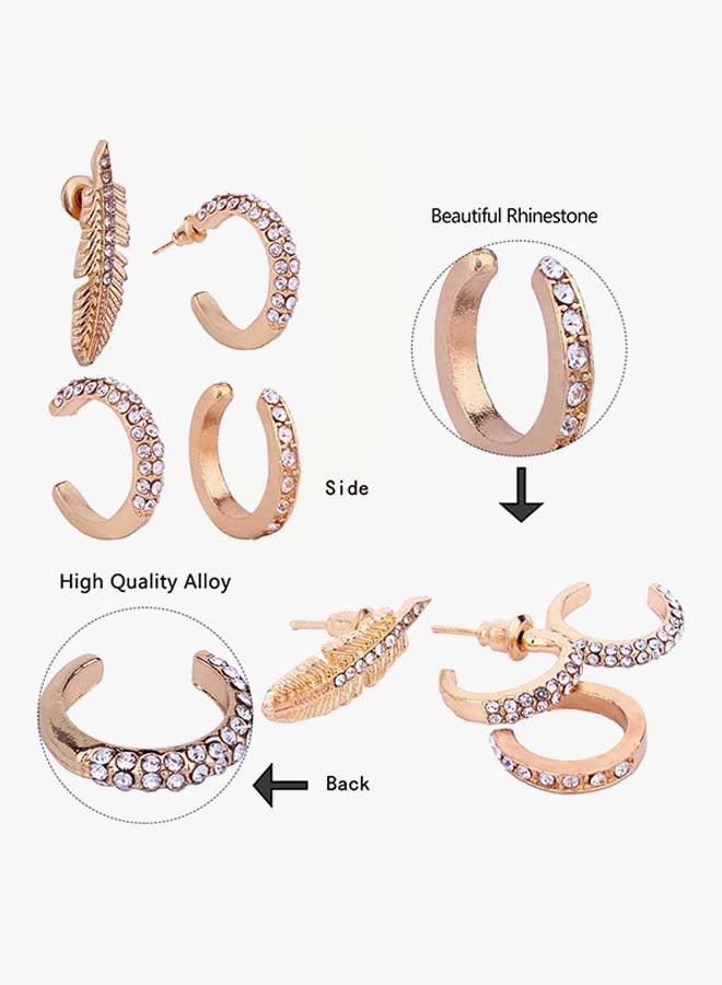 طقم أقراط مرصع بأحجار الراين مكون من 4 قطع - Image 2