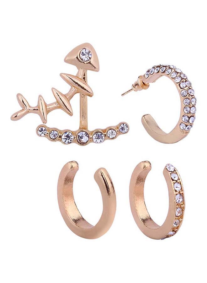 طقم أقراط مرصع بأحجار الراين مكون من 4 قطع - Image 1