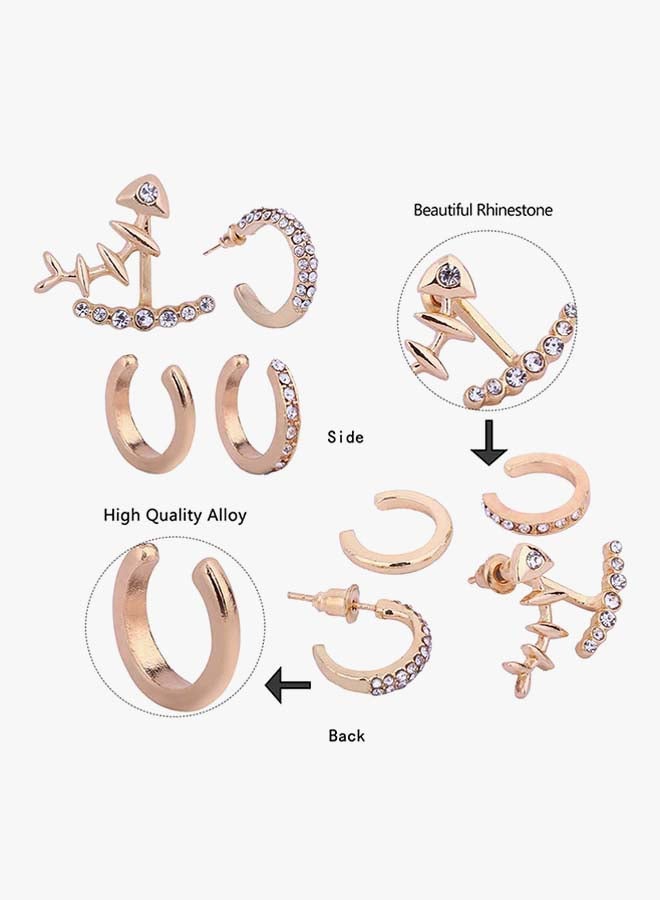 طقم أقراط مرصع بأحجار الراين مكون من 4 قطع - Image 2