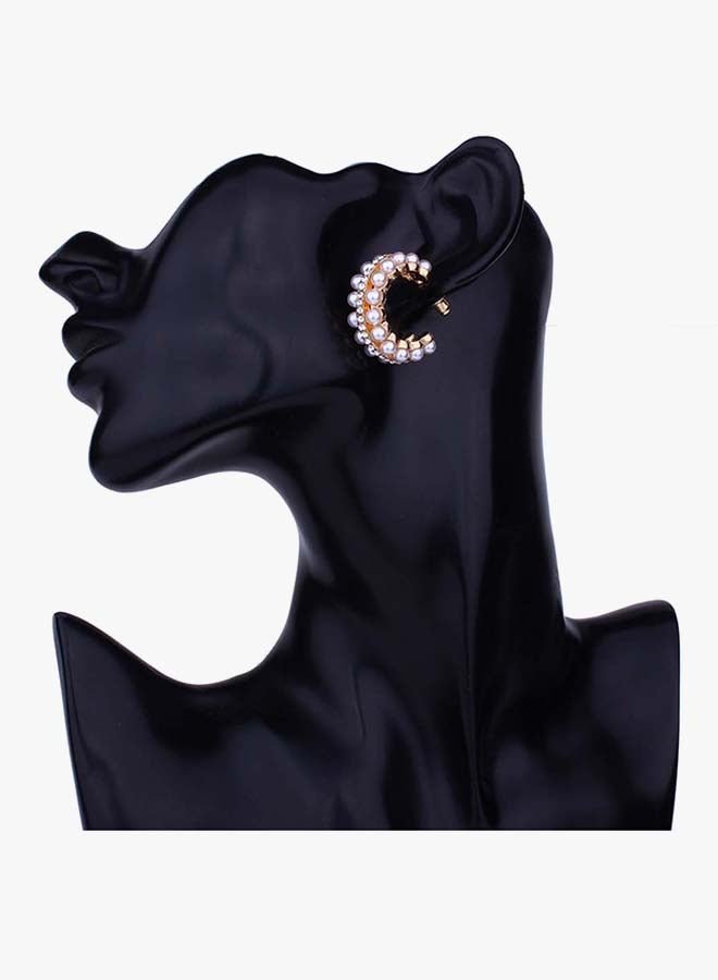 Generic - Pearl Studded Hoop Earrings - Image 1