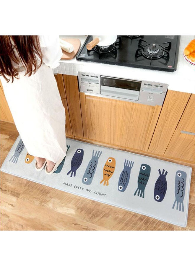 DEXI Fish Print Carpet Mat White/Yellow/Blue 160x40cm - Image 2