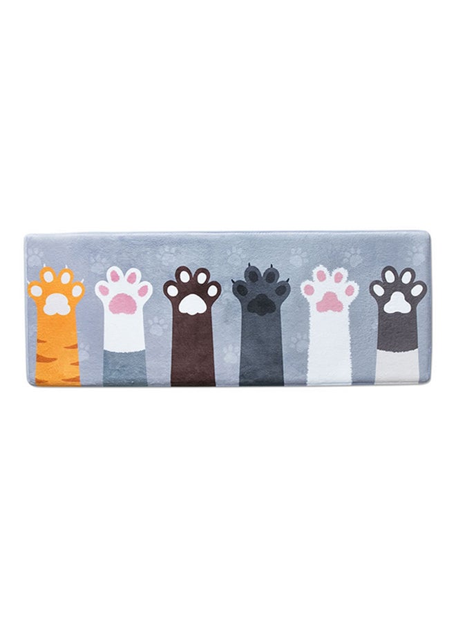 DEXI - Printed Cat's Paw Carpet Mat Grey/Yellow/White 120x45cm - Image 1