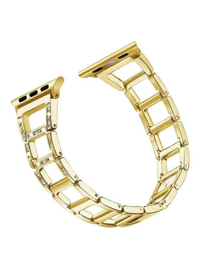Luxury Diamond Jewelry Loop Strap With Adjustable Buckle Wrist Band For Apple Watch Series 3/2/1/Nike Plus 38mm Gold