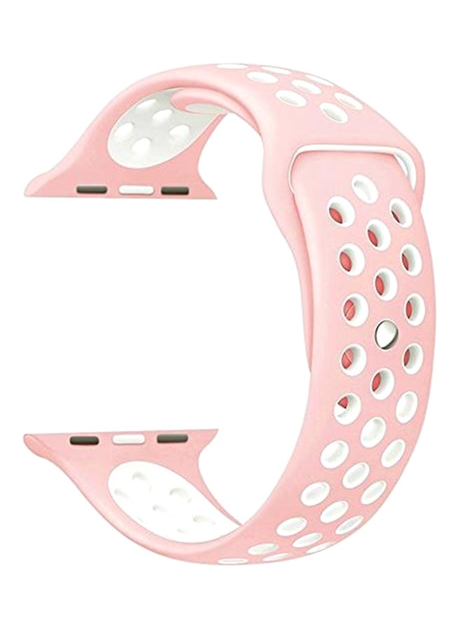 Generic - Replacement Silicone Strap For Apple Watch Series 3/2/1 Sport Edition/Nike Plus 38mm Pink/White - Image 1