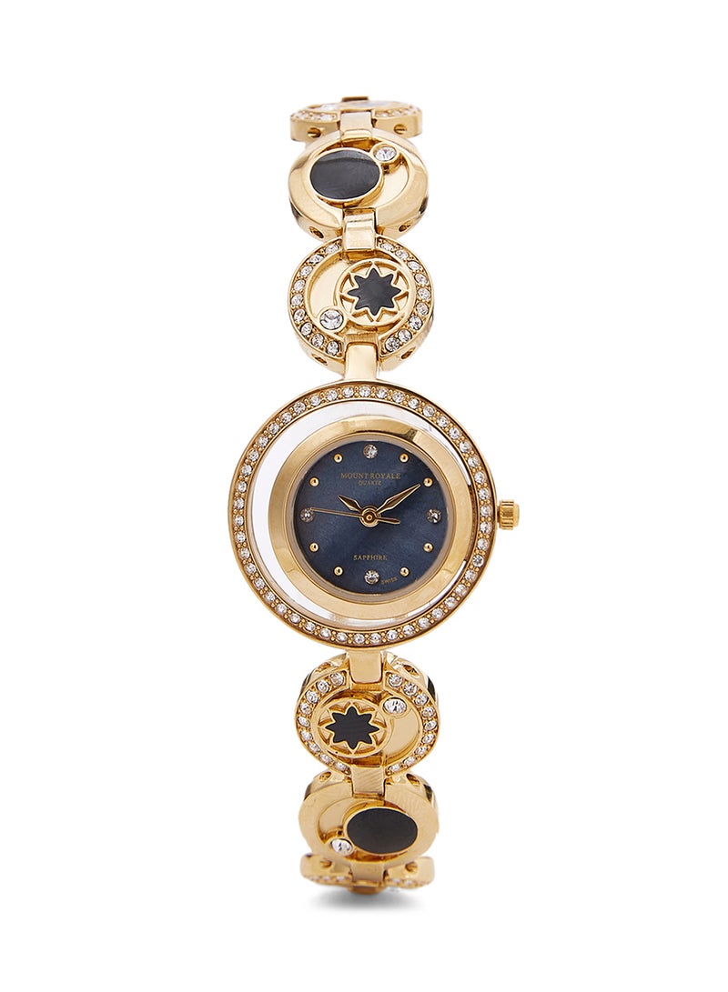 مونت رويال ساعة يد بعقارب وسوار من الستانلس ستيل طراز 1594GPB women - Image 1