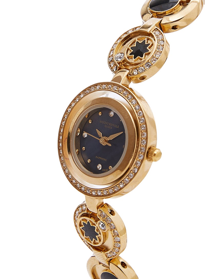 مونت رويال ساعة يد بعقارب وسوار من الستانلس ستيل طراز 1594GPB women - Image 3