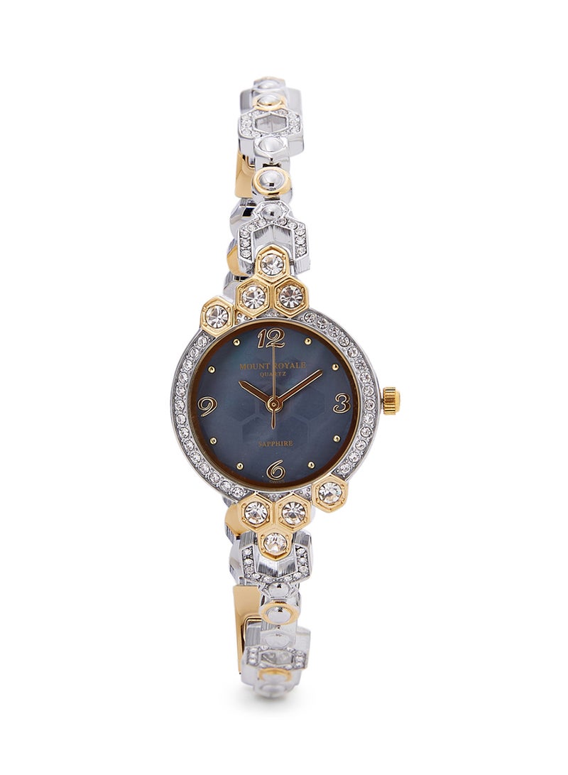 مونت رويال ساعة يد بعقارب وسوار من الستانلس ستيل طراز 1596TTB women - Image 1