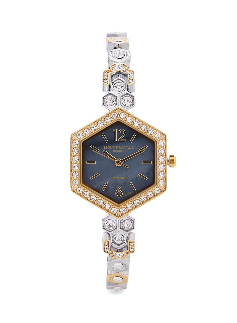 مونت رويال ساعة يد بعقارب وسوار من الستانلس ستيل طراز 1597TTB women - Image 1