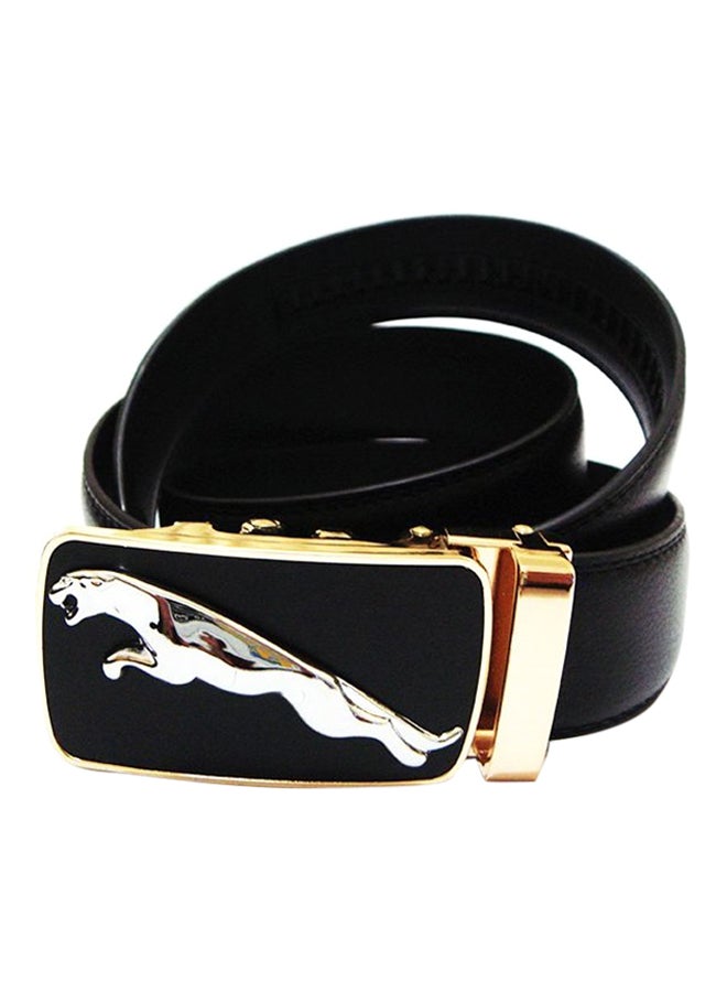 Automatic Closure Leather Belt Black 