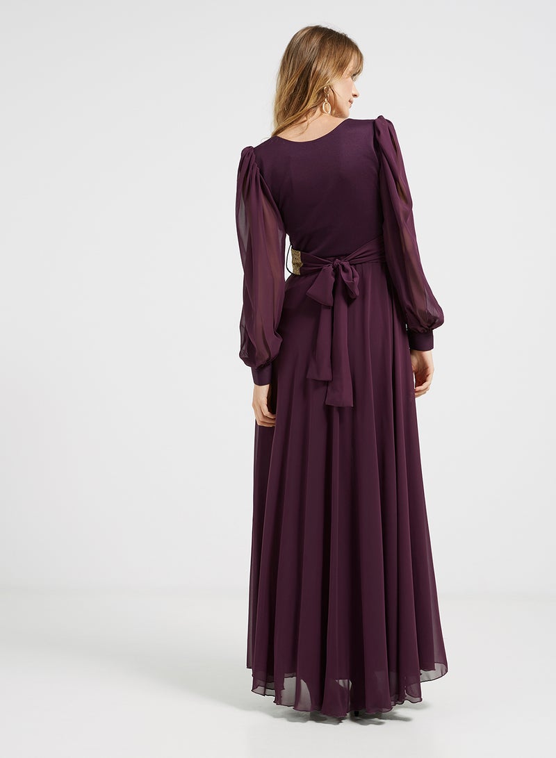 Golden Apple - Waist Embellished Maxi Dress Purple - Image 1