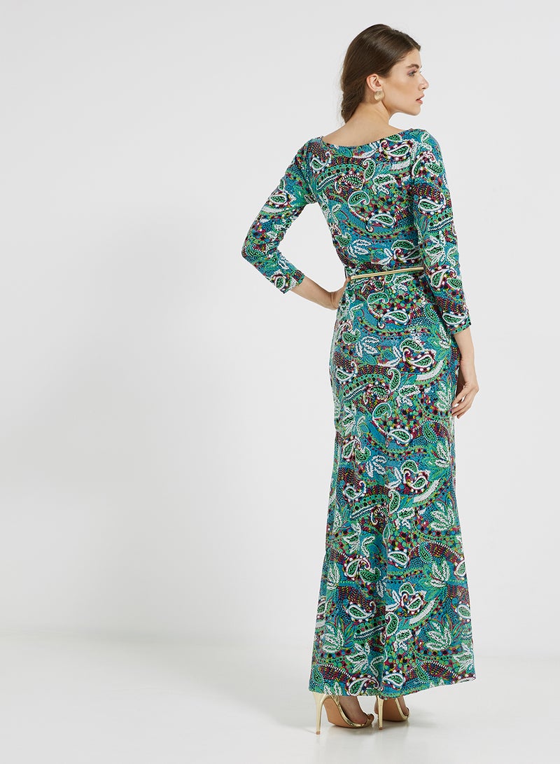 Golden Apple - Sequin Detailed Three Quarter Sleeves Maxi Dress Multicolour - Image 1