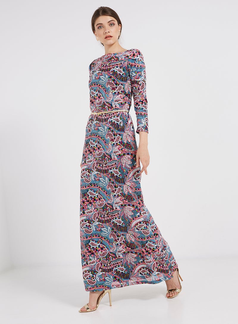 Golden Apple - Sequin Detailed Three Quarter Sleeves Maxi Dress Multicolour - Image 1