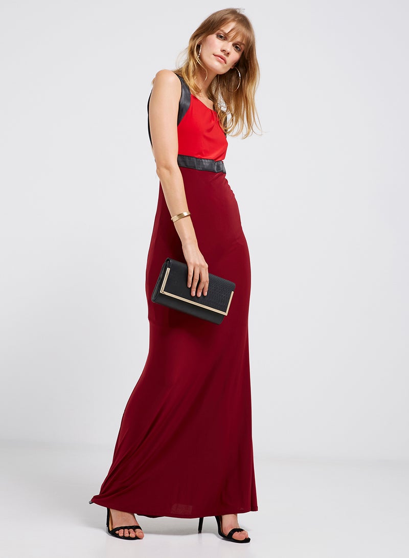 Golden Apple Waist Embellished Maxi Dress Red/Black  - Image 1