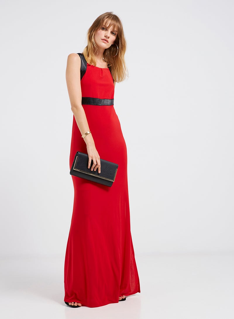 Golden Apple Waist Embellished Maxi Dress Red/Black  - Image 1