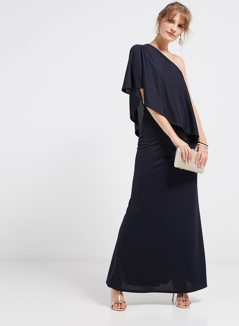 Golden Apple - One Shoulder Maxi Dress Dark Blue - Image 1
