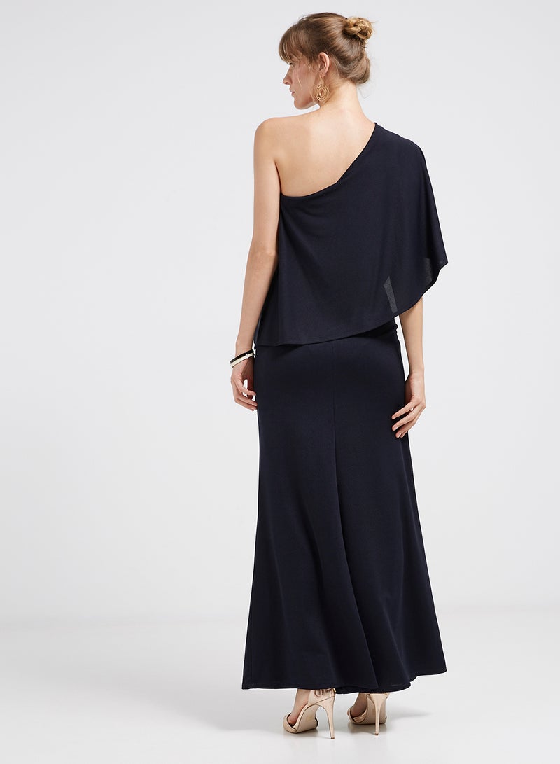 Golden Apple - One Shoulder Maxi Dress Dark Blue - Image 1
