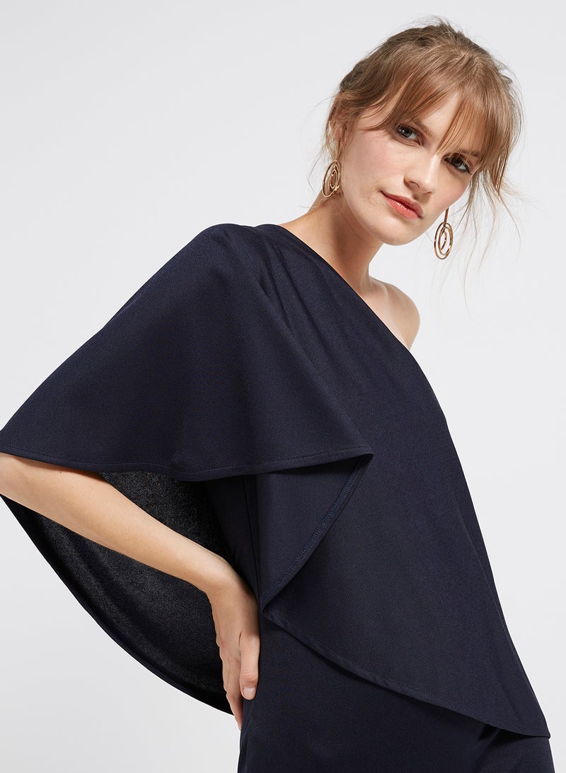 Golden Apple - One Shoulder Maxi Dress Dark Blue - Image 1